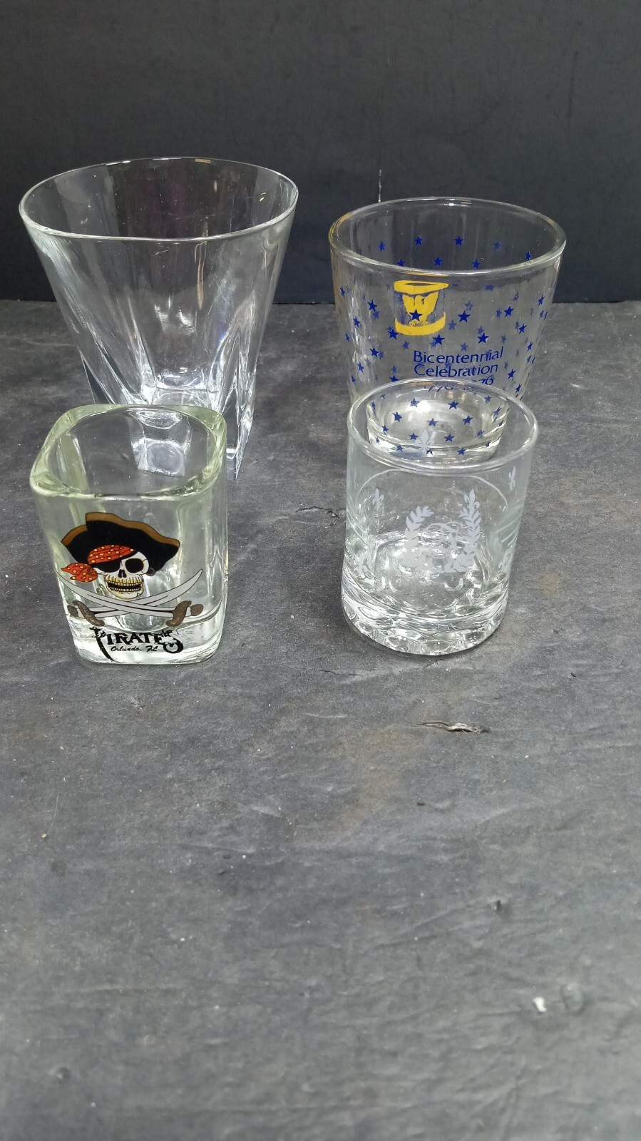 ❤️ Lot/4 Bar Glasses 2 Cocktail 2 Shot Glasses..