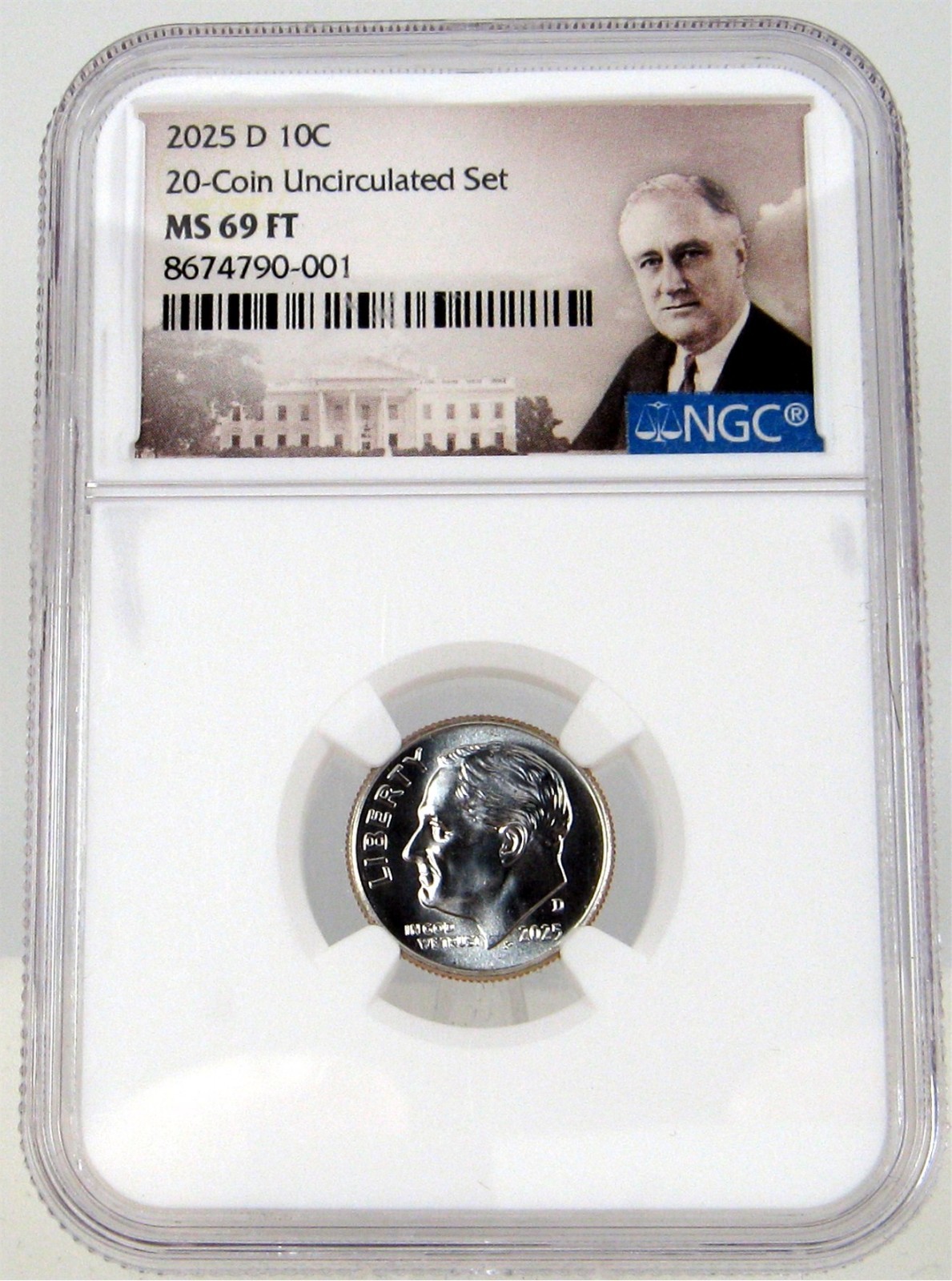 2025 D Roosevelt Dime 10c NGC MS 69 FT Full Torch FROM COIN SET TOP POP 1 0F 12