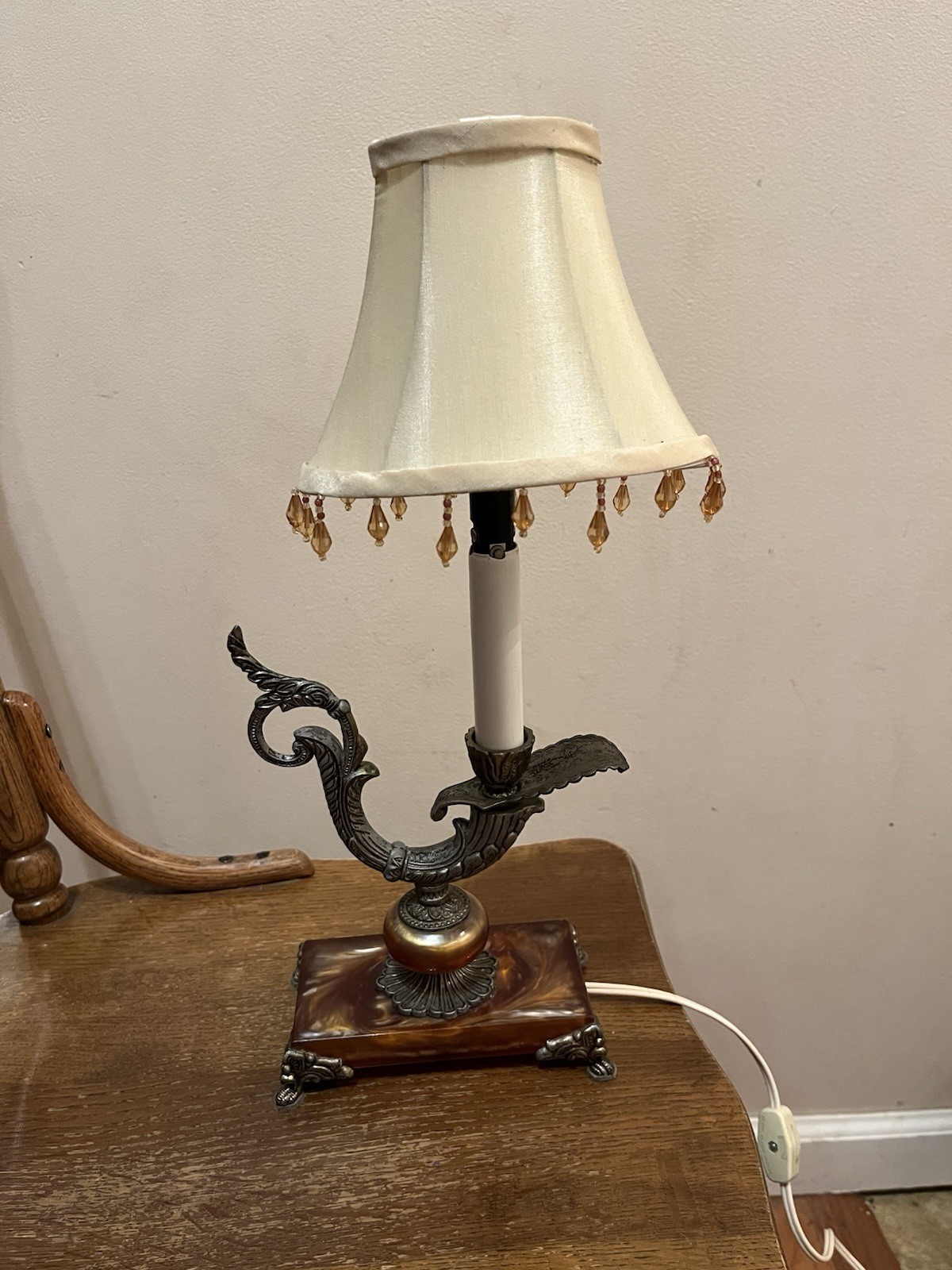NIGHT LIGHT BRASS MARBLE BASE CANDLE BULB