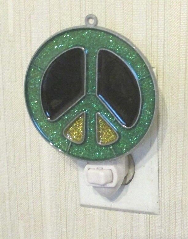 BLACK, BLUE & YELLOW PEACE SIGN NIGHTLIGHT (SUNCATCHER NIGHTLIGHT)