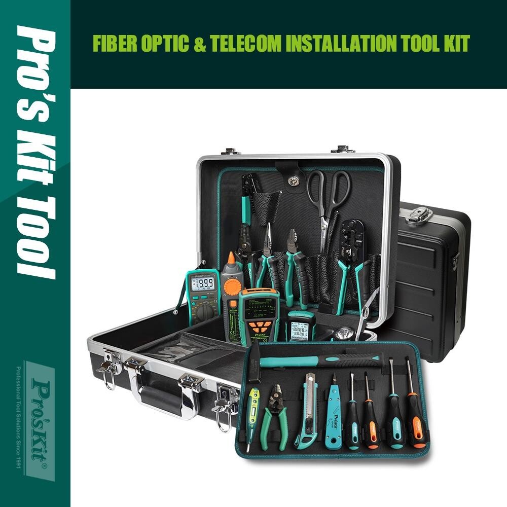PROSKIT PK-9472B Fiber Optic & Telecom Installation Tool Kit PoE Wire Tracing