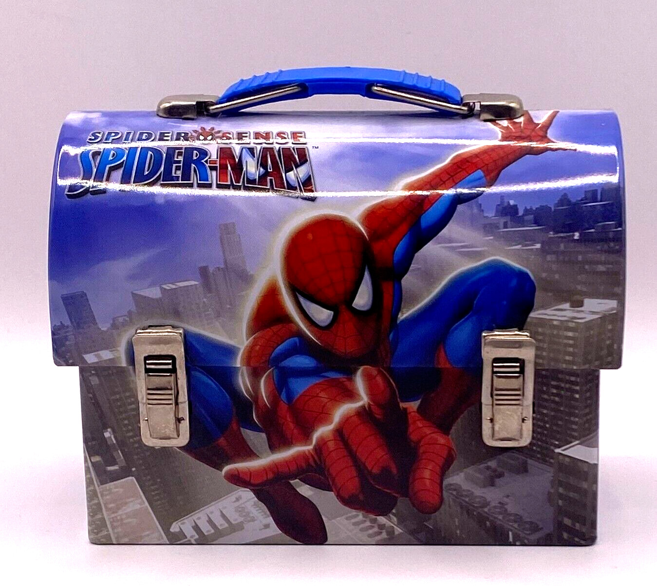 Vintage Blue Spider-Man ToolBox Tin 2008 Marvel - Good Condition