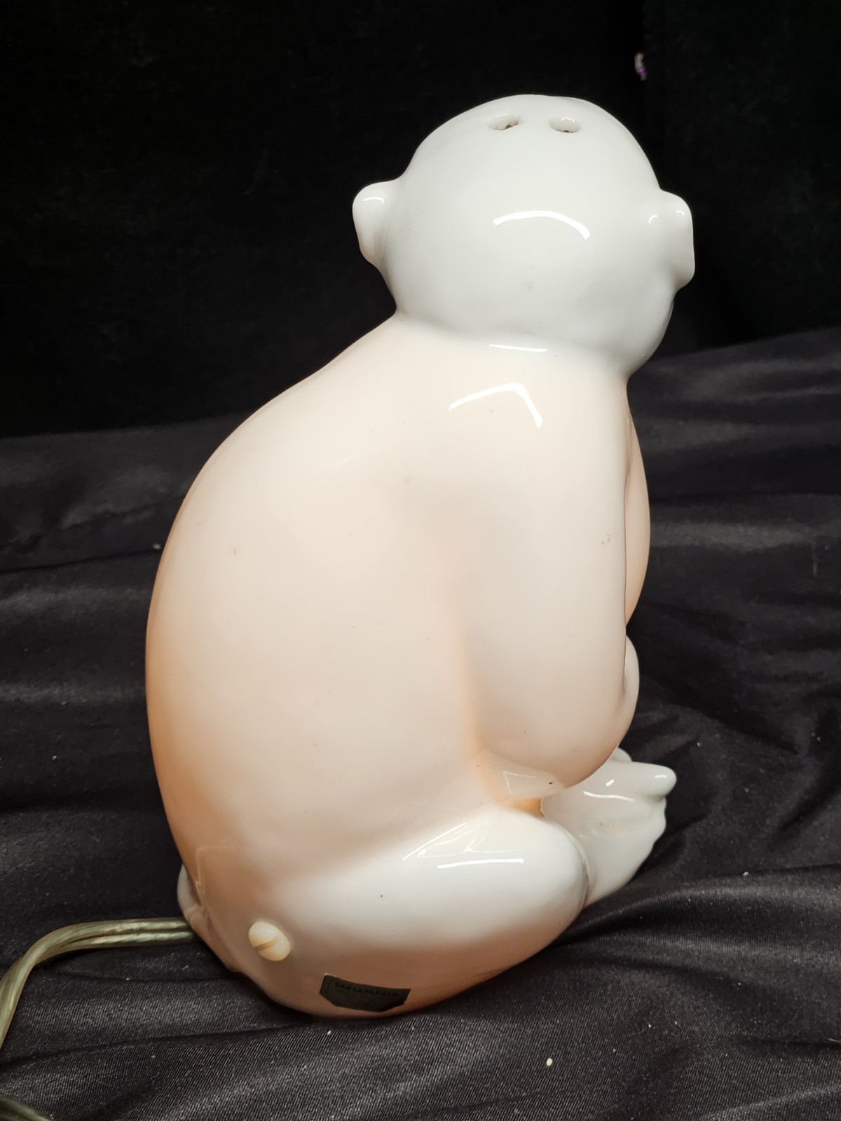 Vintage 1981 Japan Seated MONKEY NIGHT LIGHT Table Lamp Ceramic Monkey 6" tall