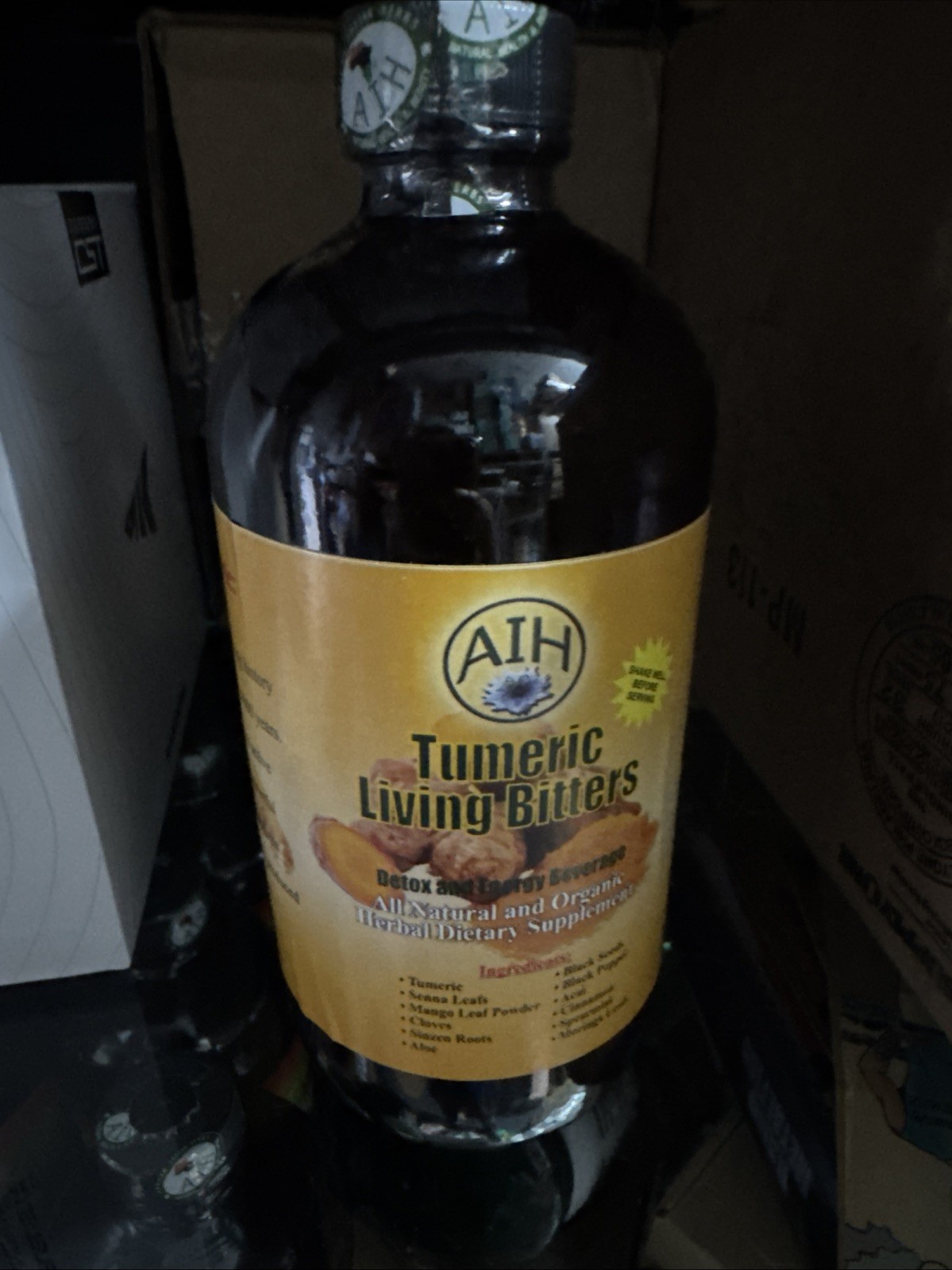 AIH Organic Tumeric Living Bitters Herbal Dietary Supplement Detox & Energy 16OZ