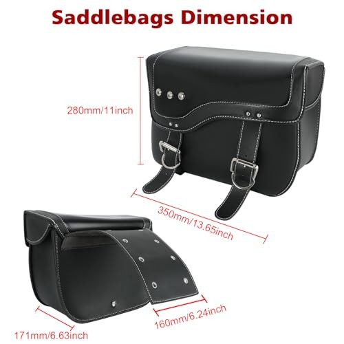 Motorcycle Saddlebags - Universal Leather Rear Saddle Bag | 30L Large