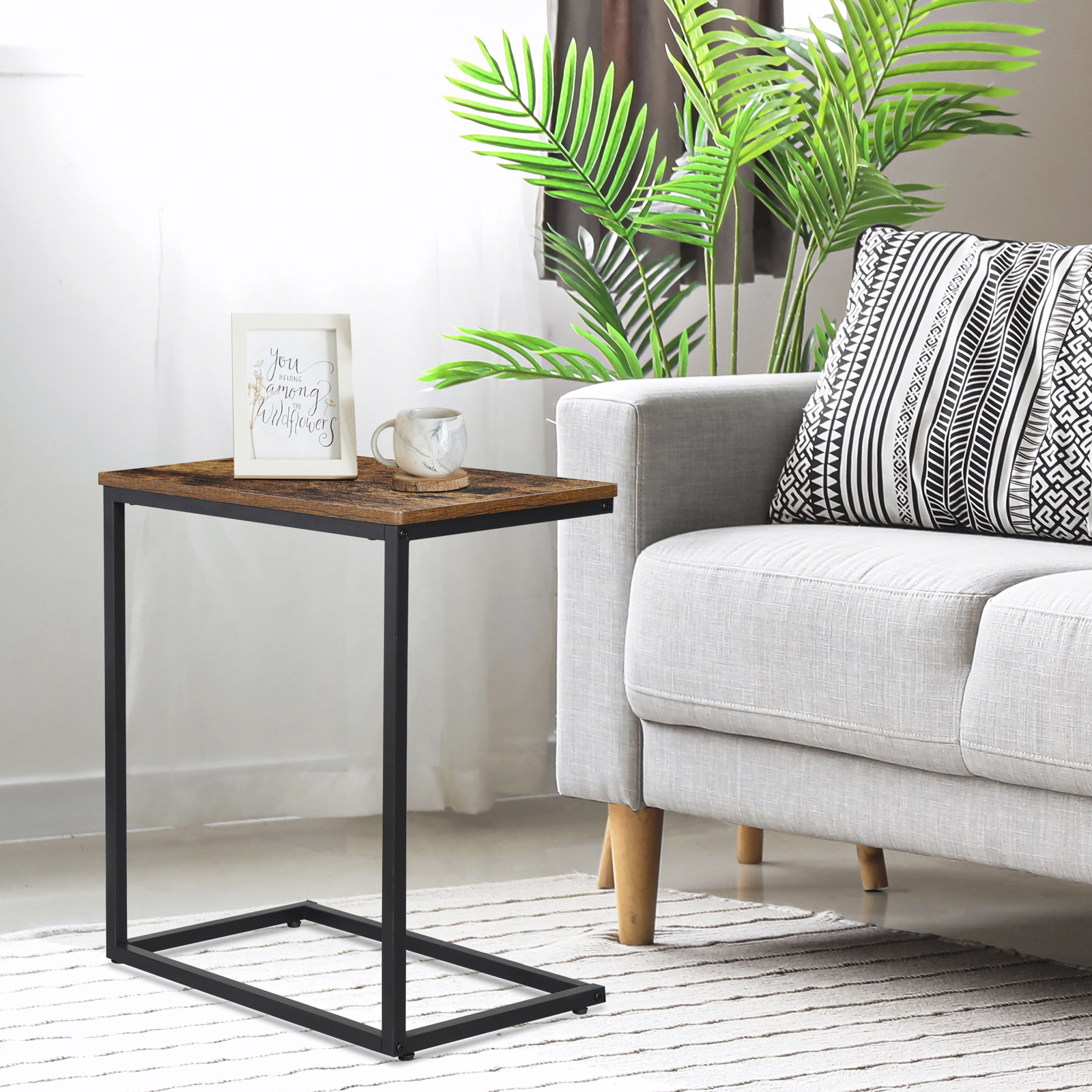 2x C Shaped End Table Side Table for Couch Bed Small Side Table for Living Room
