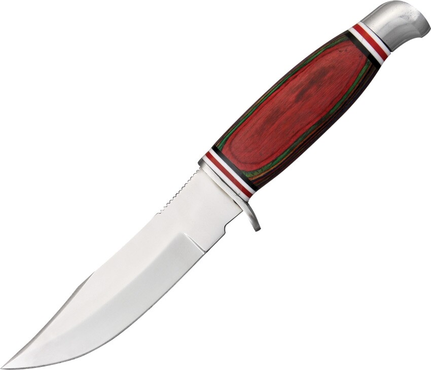 Skinner Fixed Knife 4.5" Stainless Steel Skinning Blade MultiColor Wood Handle