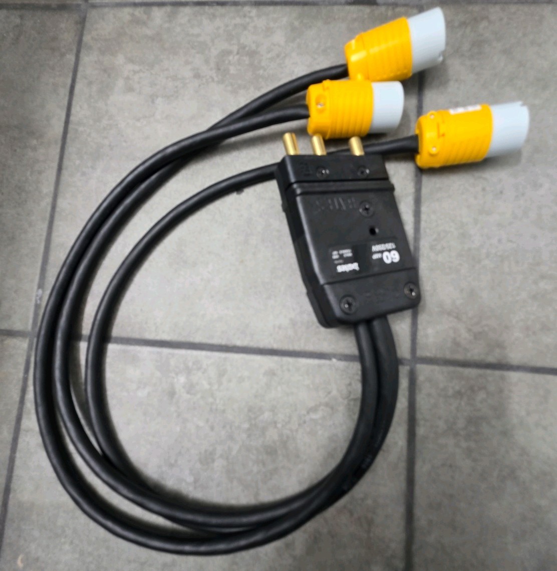 60A Stage Pin Male to 3 Edison Female Splitter Fanout Stagepin