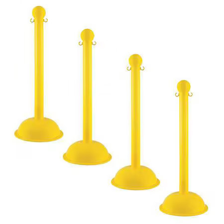 Zoro Select 99902-4 3" Diameter Stanchion - Yellow (4-Pack), 99902-4