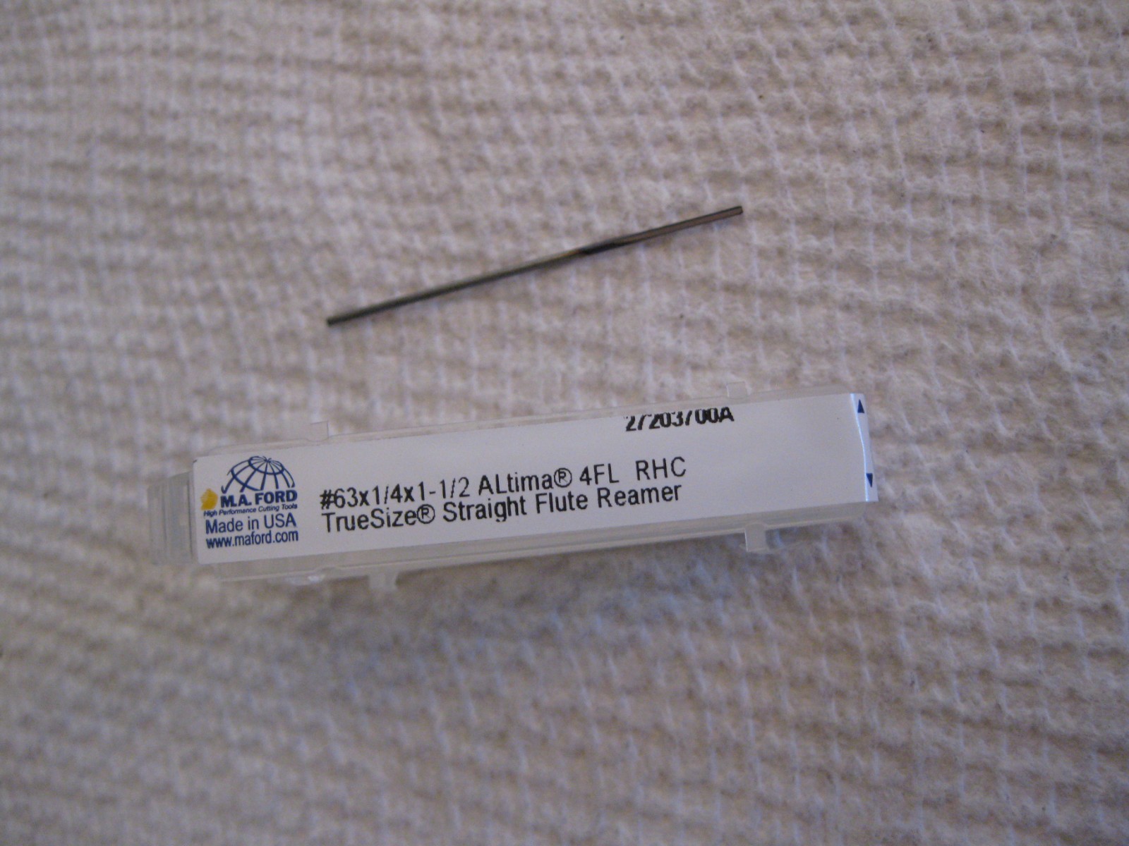M.A. Ford Truesize .0370" - #63 Solid Carbide Reamer 1.5" Oal