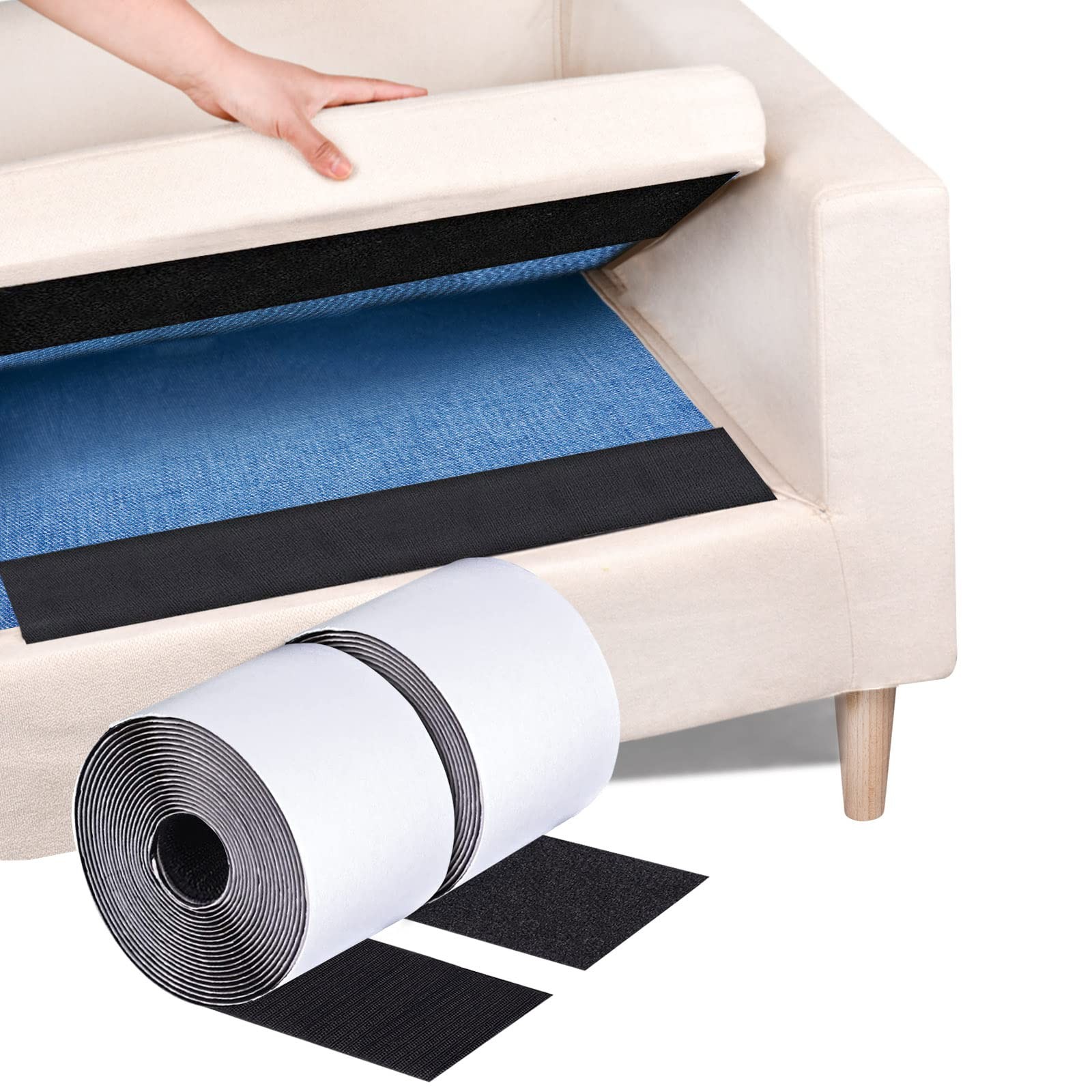 4 Inch x 18 Feet Black Adhesive Hook Loop Tape Heavy Duty, MultiPurpose Carpe...