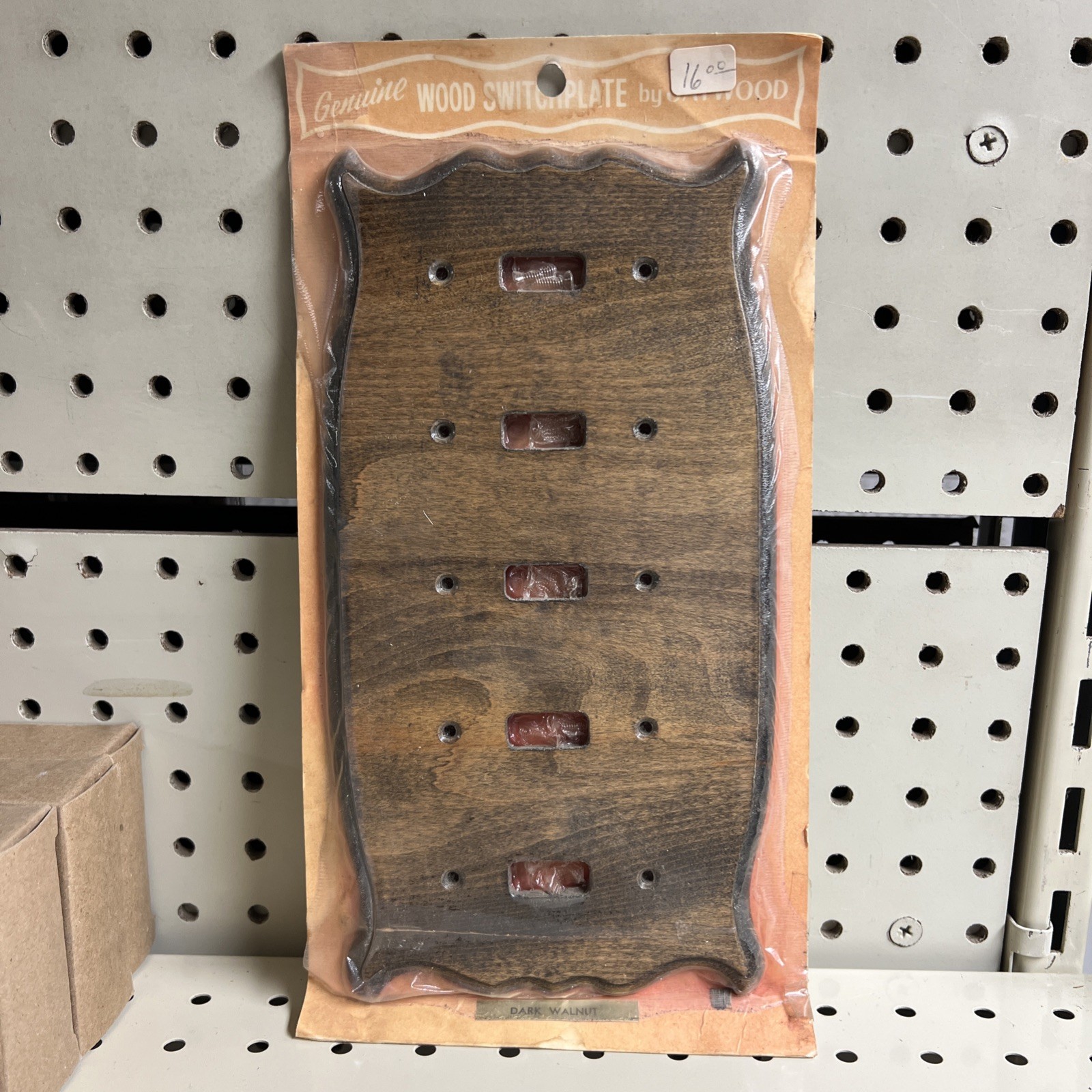 Vtg New Genuine Wood Switch Plate By Jaywood 5 NOS Dark Walnut