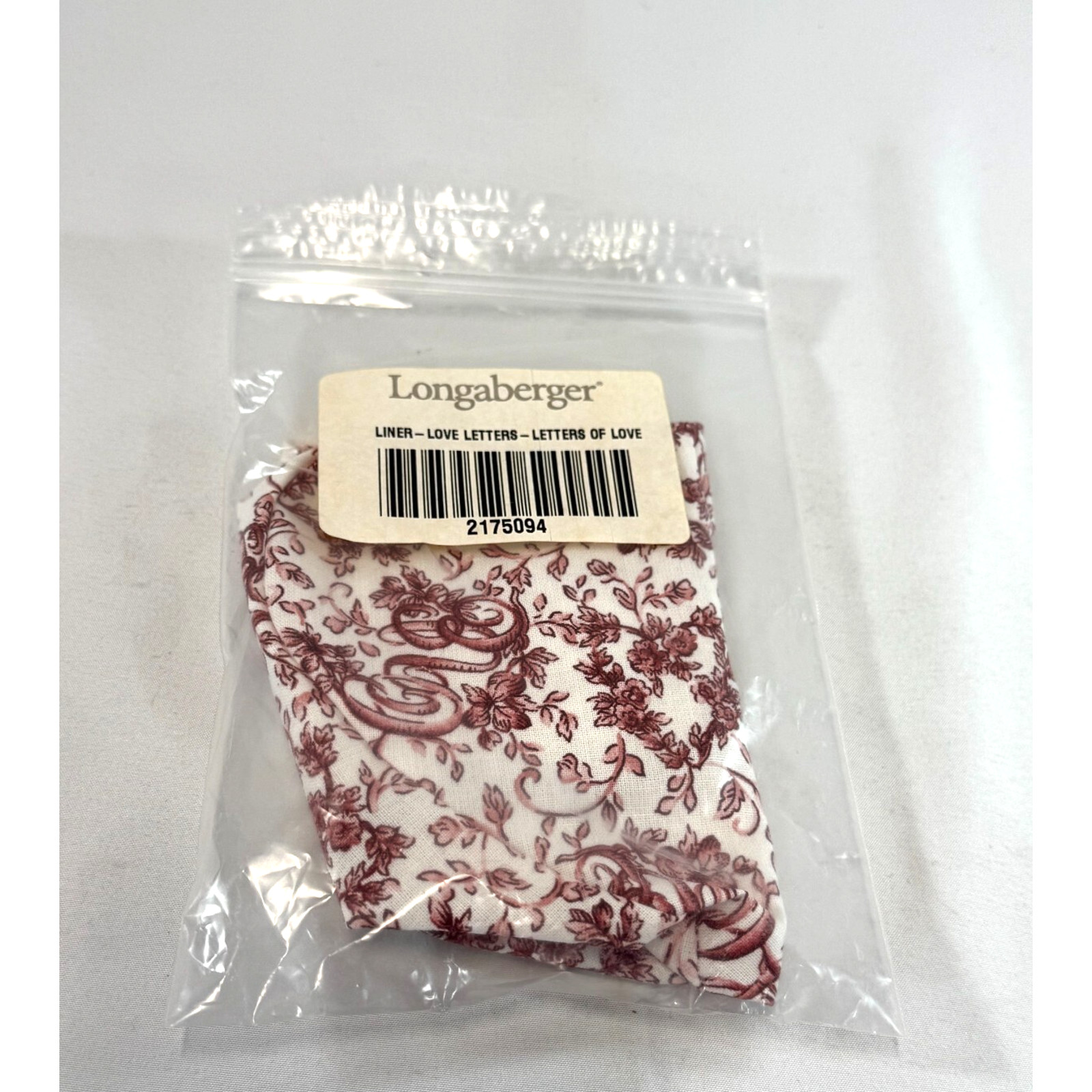 Longaberger Love Letters Pink/Red/White Floral Liner 2175094 New