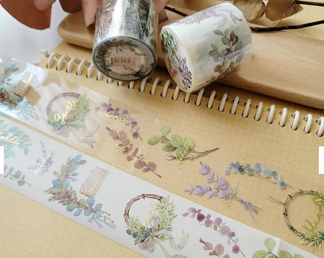 Fairy Maru Zhiqiu 4 Words Flowers Wreath Foiled PET Tape SAMPLE LOOP