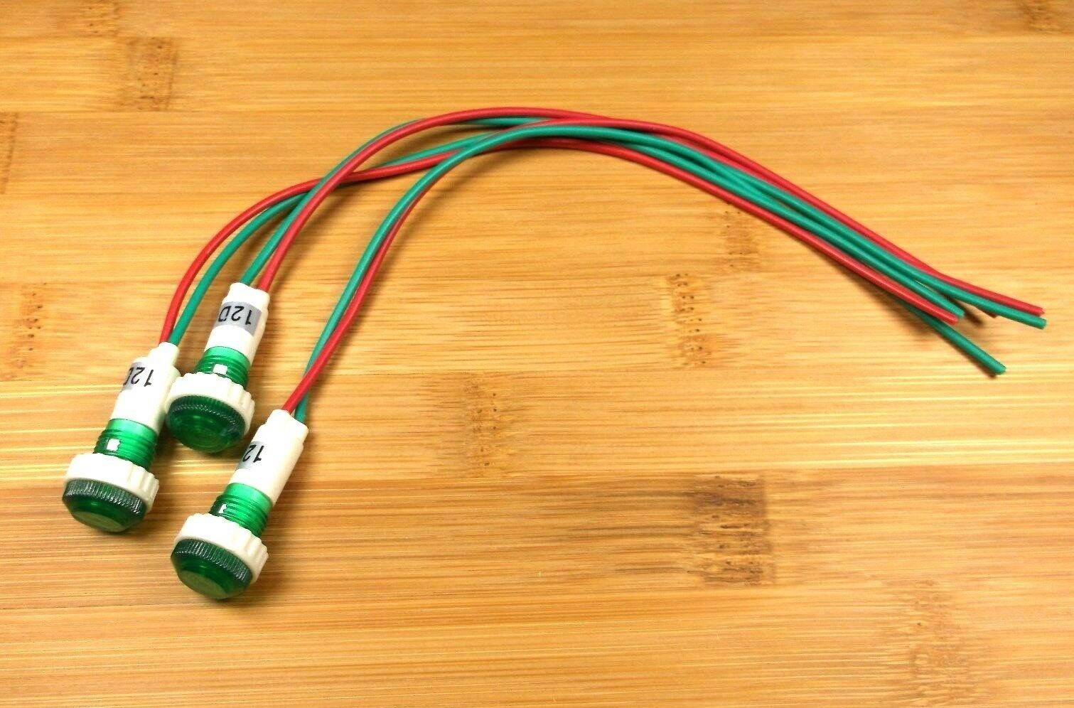 3 BBT 12 VDC Waterproof Low-Profile Green LED Indicator Lights