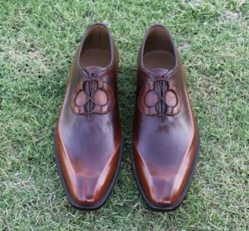 Handmade Men Antique Brown Formal Shoes, Men Brown Dress Shoes, Men Shoes 7 - 17