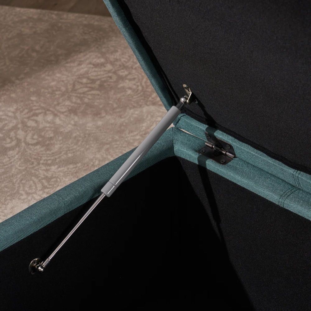 35 in Dark Teal Tufted Square Storage Ottoman Fabric Upholstered