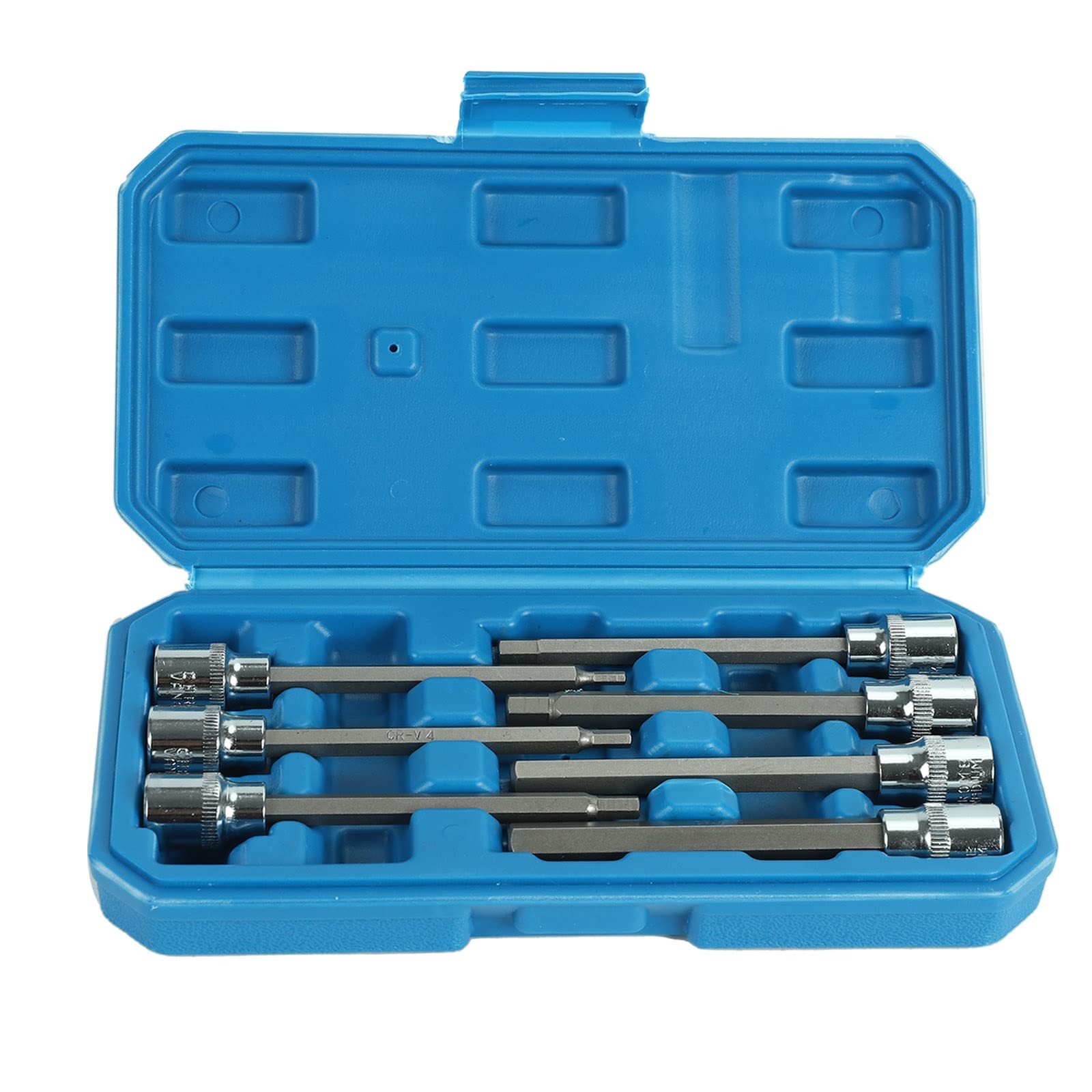 7 Pc Extra Long Allen Hex Bit Socket Set Metric SAE Cr-V Steel 3/8 Drive