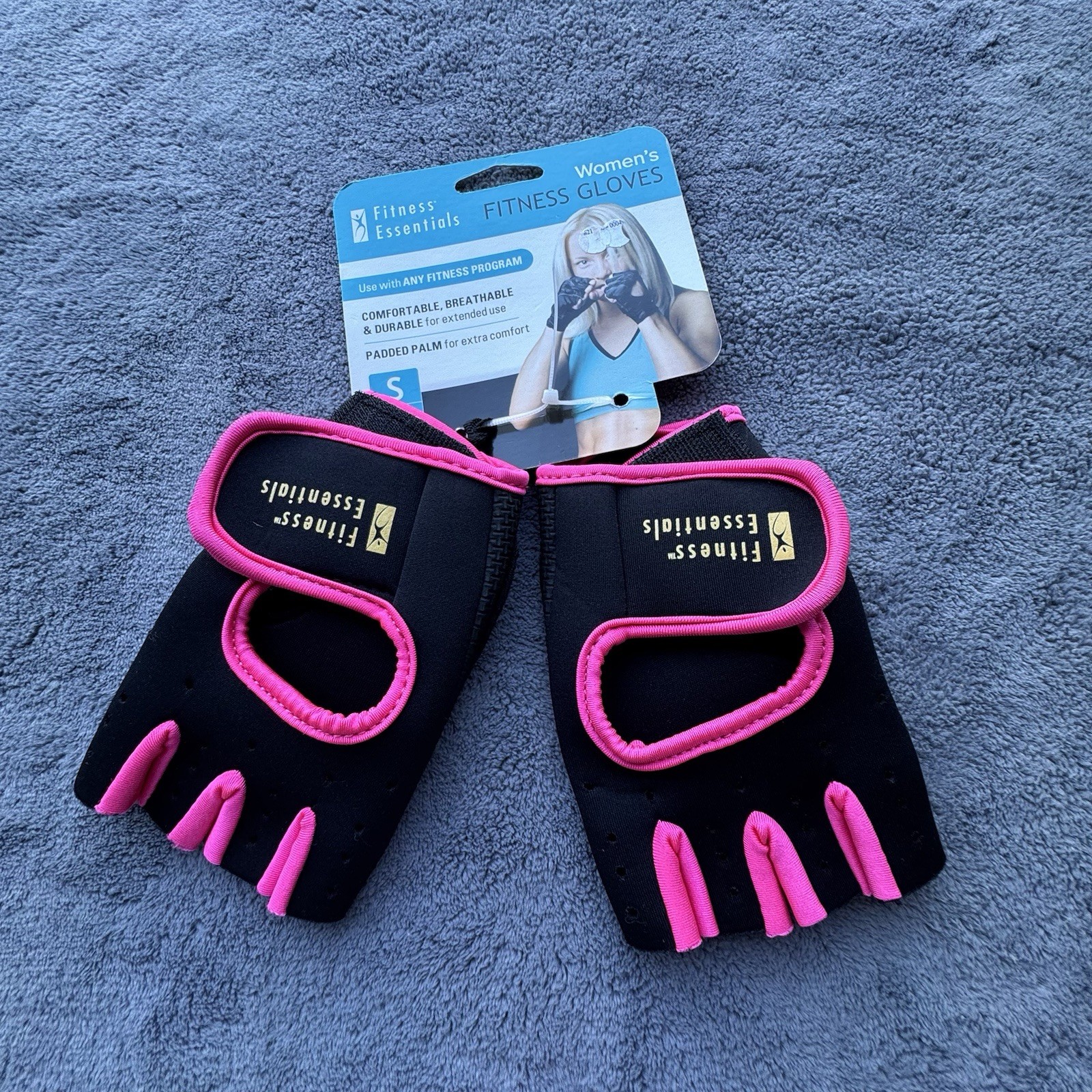 Fitness Essentials Women’s Workout Gloves Small Black Pink Gym Weightlifting