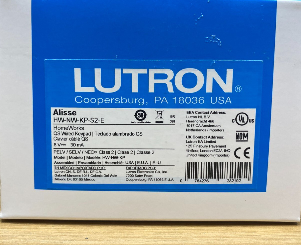 Lutron Alisse HW-NW-KP-S2-E HomeWorks QS Wired Keypad