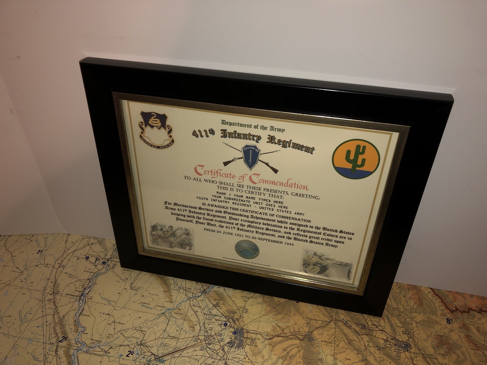 411TH INFANTRY REGIMENT / COMMEMORATIVE - CERTIFICATE OF COMMENDATION