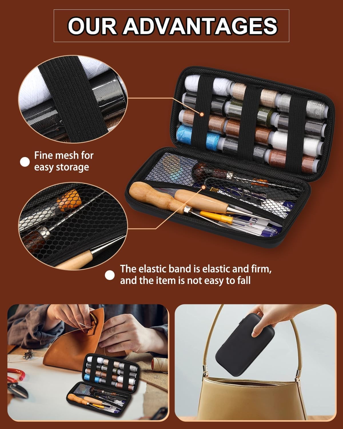 BAGERLA Heavy Duty Sewing Kit, 48pcs Needle and Thread Kit with Upholstery...
