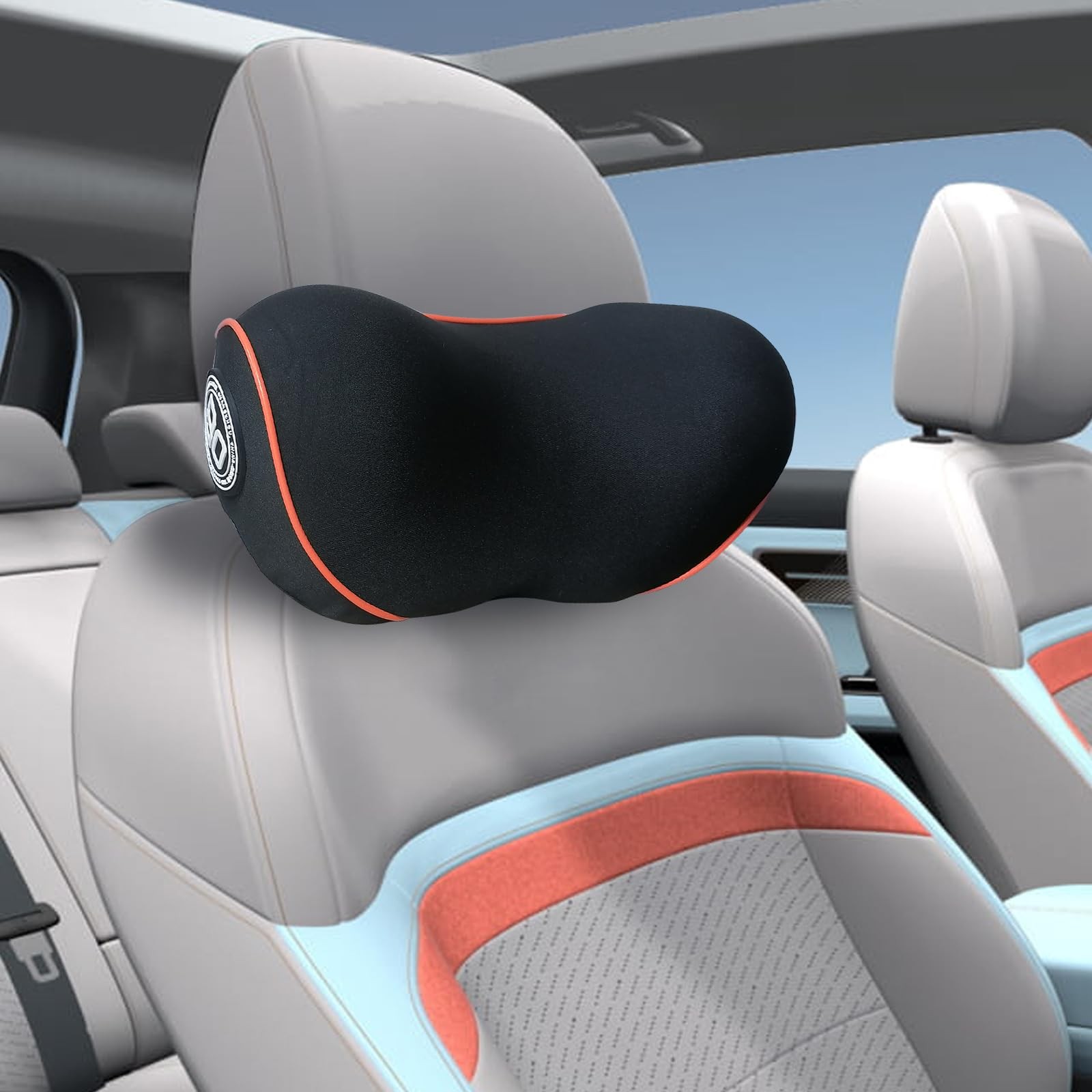 Car Headrest Neck Pillow Memory Foam Adjustable Strap Washable Removable Cover