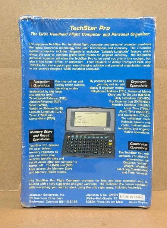 Jeppesen TechStar PRO Electronic Flight Computer Pilot E6B Calculator