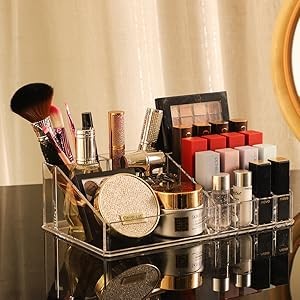 3 Pack Clear Make Up Organizer Countertop,Stackable 8 Drawers Makeup
