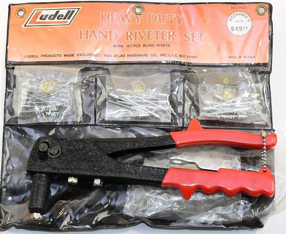 NOS LUDELL ATLAS HARDWARE Professional Heavy Duty Hand Riveter Rivet Tool Rivets