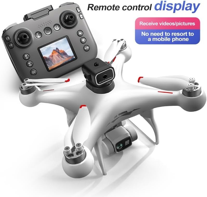 Hobby Drone with Screen Remote 1080P Dual Camera 2 Batteries White