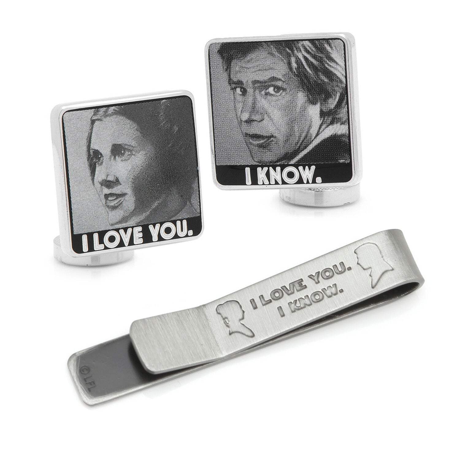 Star Wars Princess Leia and Han Solo "I Love You / I Know" Cufflinks with Hidden