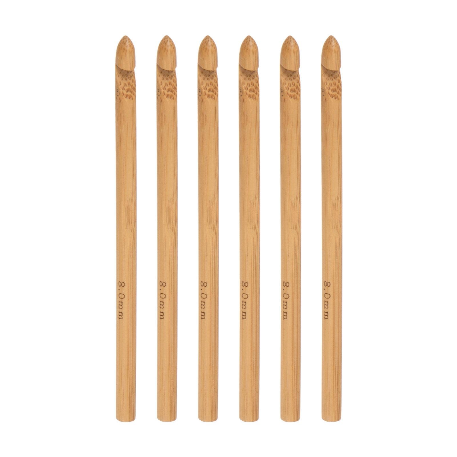 Wooden Bamboo Crochet Hook 8.0mm US Size L (Size 11) Chunky Knitting Needle 6Pcs