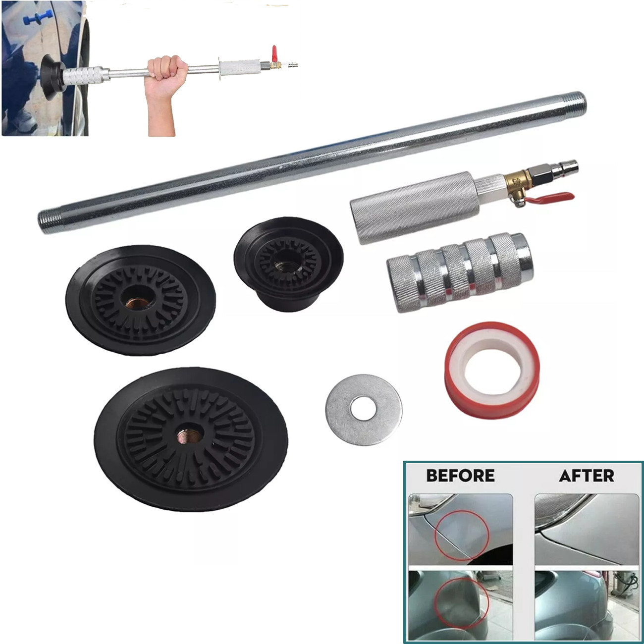 Air Pneumatic Suction Dent Puller Slide Hammer Pulling Car Body Repair Work Tool