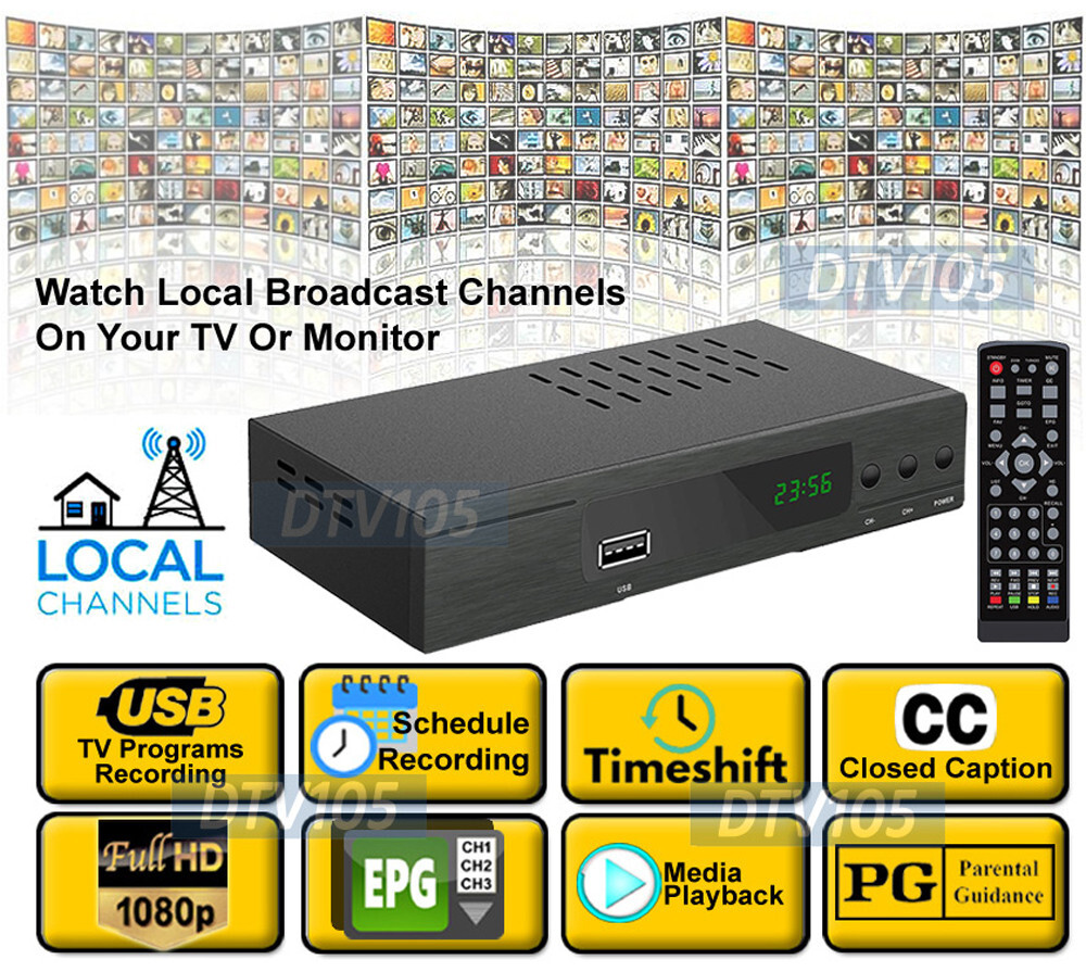 Antenna TV Receiver Box W/ Timer Recording Digital Media Playback Closed Caption