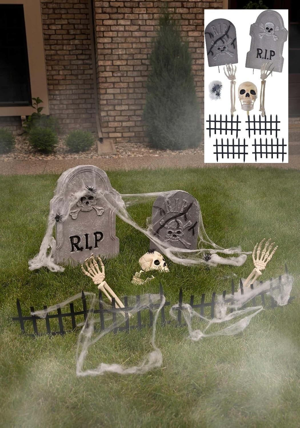 18pc Cemetary Headstones Skeleton Arm Halloween Costume Decoration Ornament Prop