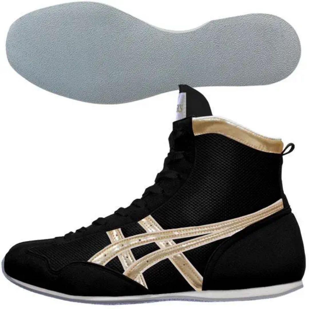ASICS Boxing Shoes, Black/Gold, High-Top
