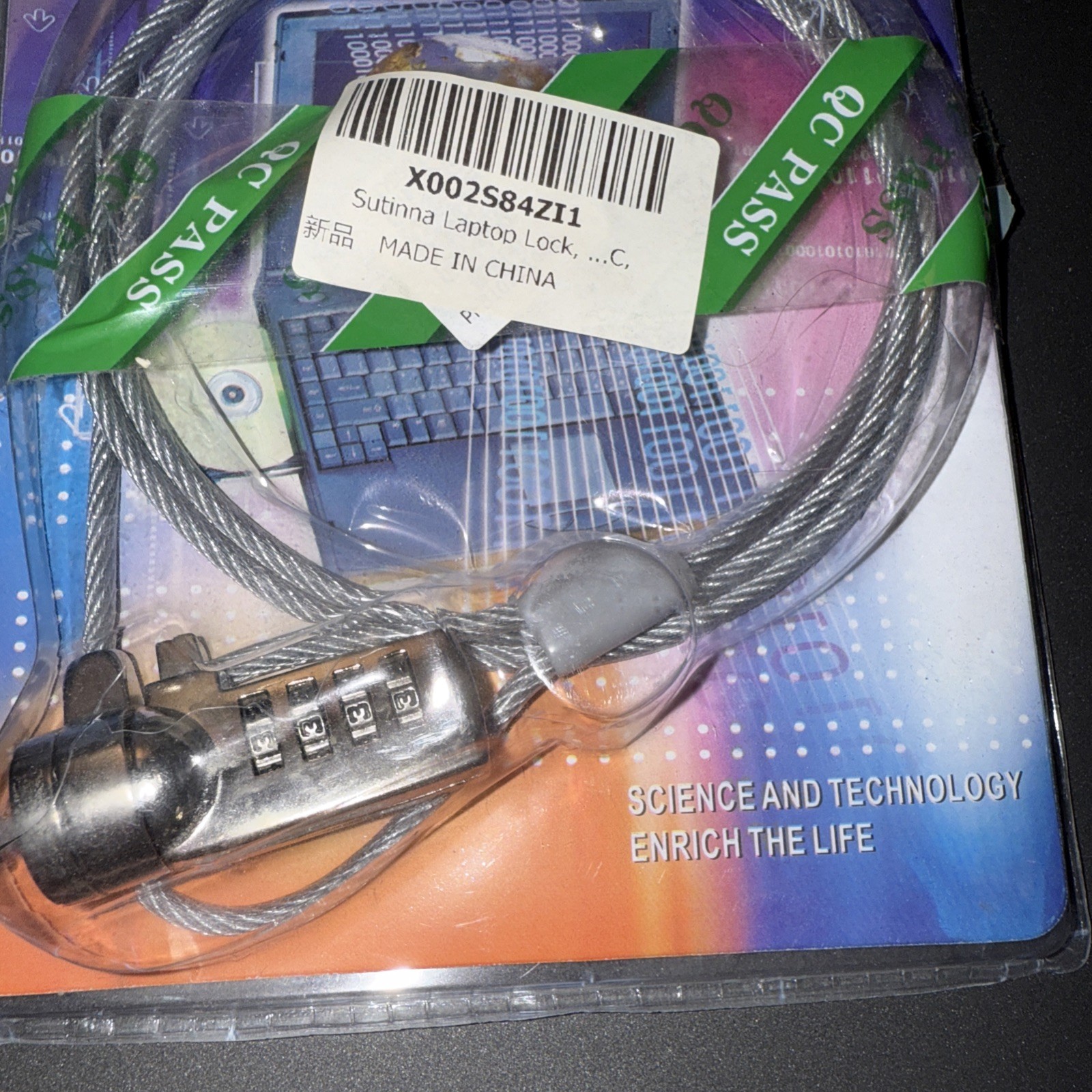 F & K Technology Notebook Computer Cable Chain Key Lock Brand New!