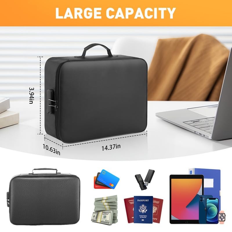 Fireproof Document Box with Lock - 8-Layer Structure, Waterproof - Secure