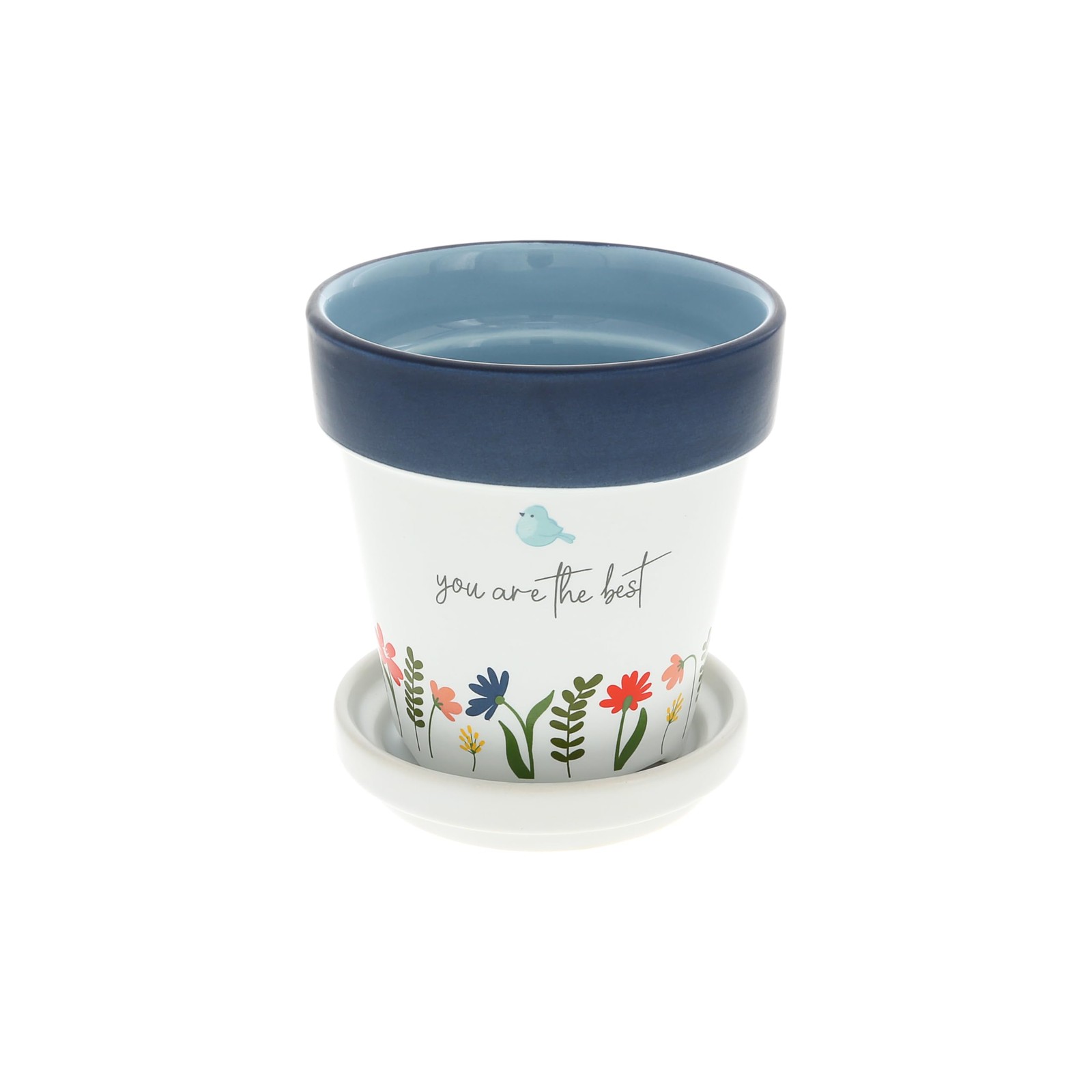 Pavilion The Best Plant Pot 4in With Tray Drainage Indoor Outdoor Decor Gift