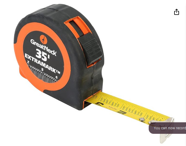 Great Neck ExtraMark Tape Measure 1" x 35ft Steel Yellow/Black 95010