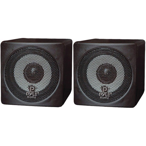 Pair New Pyle PCB3BK 3'' 100 Watt Black Mini Cube Bookshelf Speaker In Black