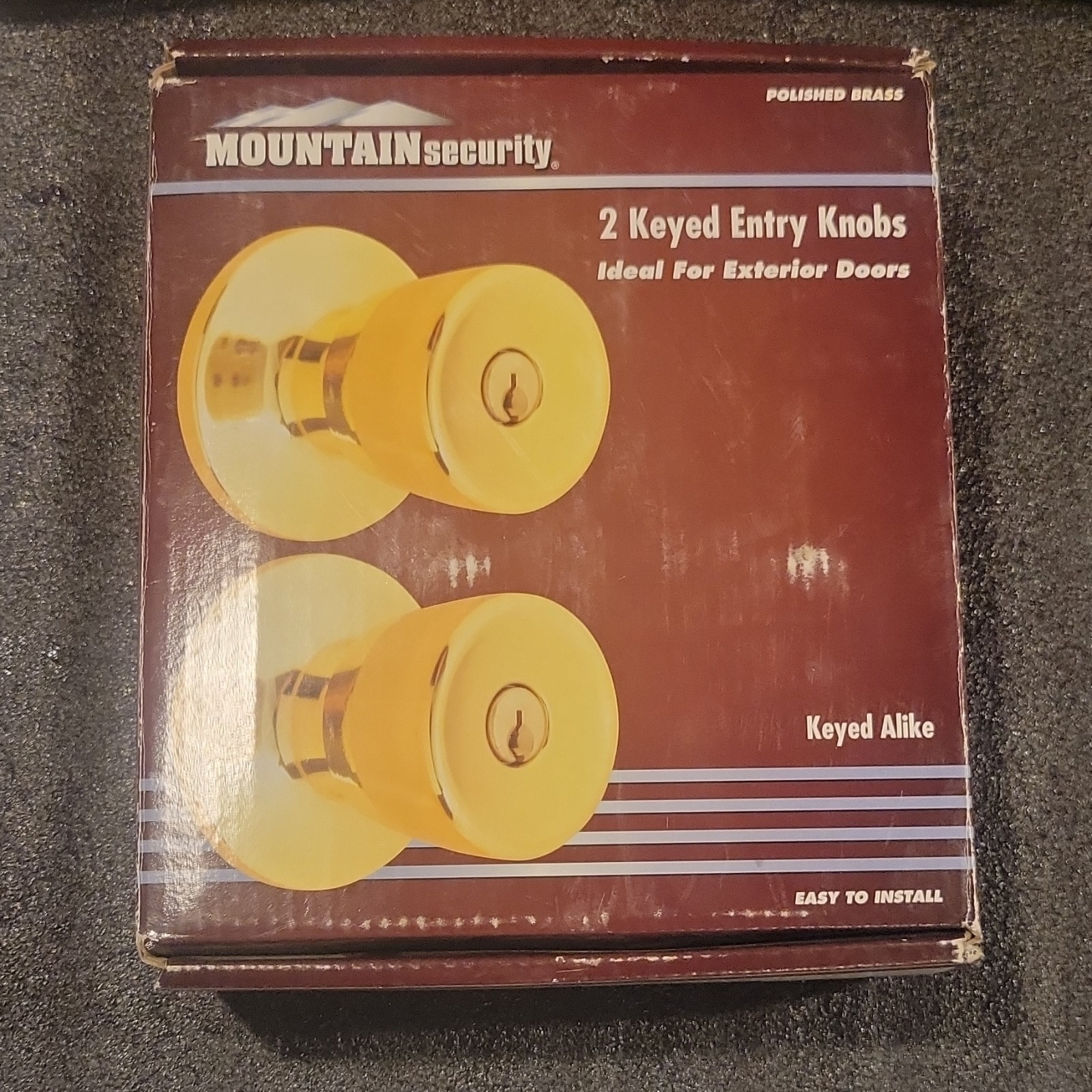 MOUNTAINsecurity 2 Keyed Entry Knobs Polished Brass 3137-105 Exterior Door