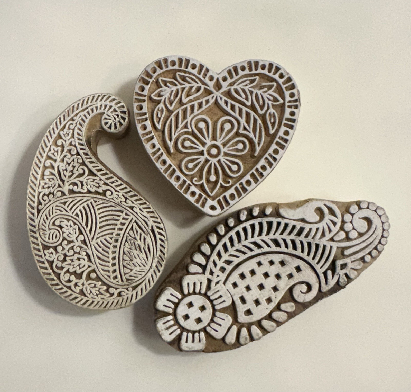Set of 3 Shapes various Design Printing Block Wooden Stamp New WBS 23