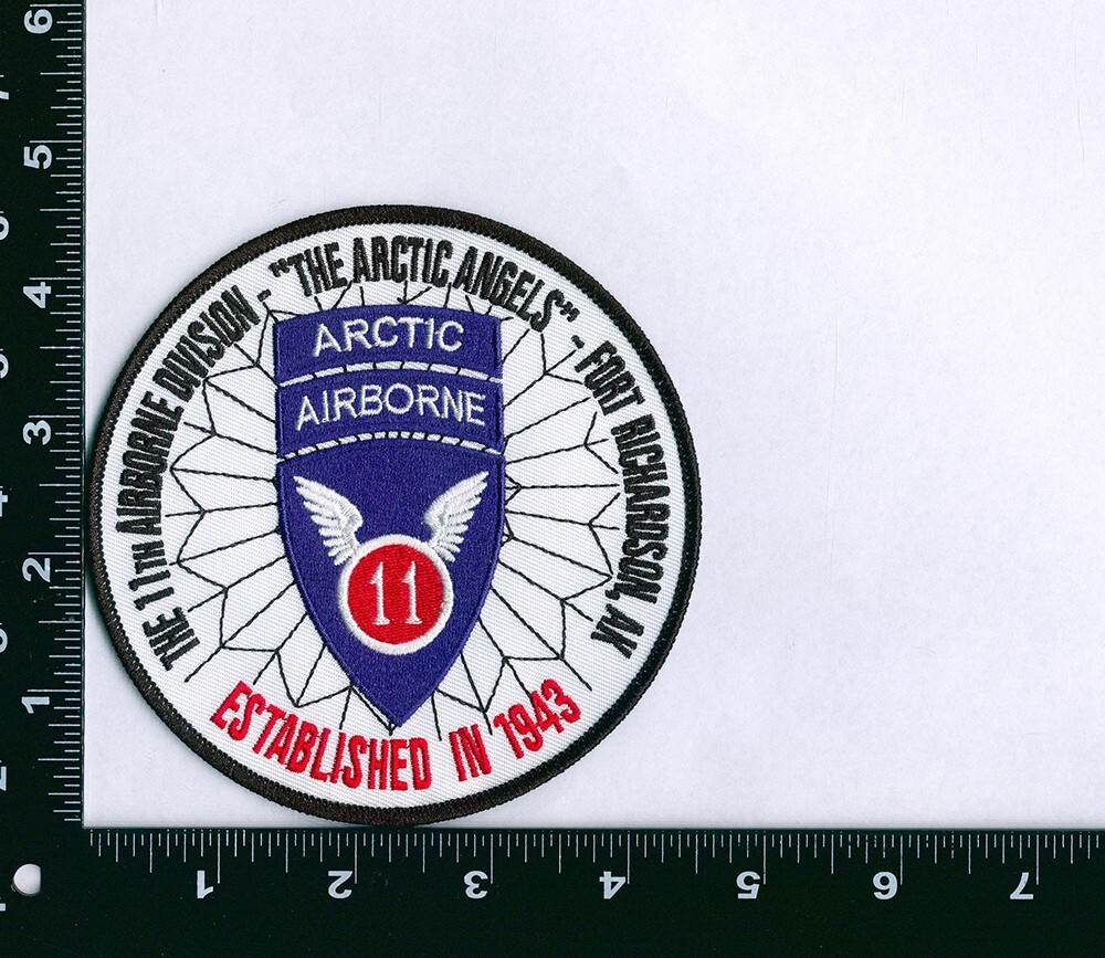 11th Airborne Division Embroidered Patch ( 4 1/2") - Wax Back - Arctic Angels