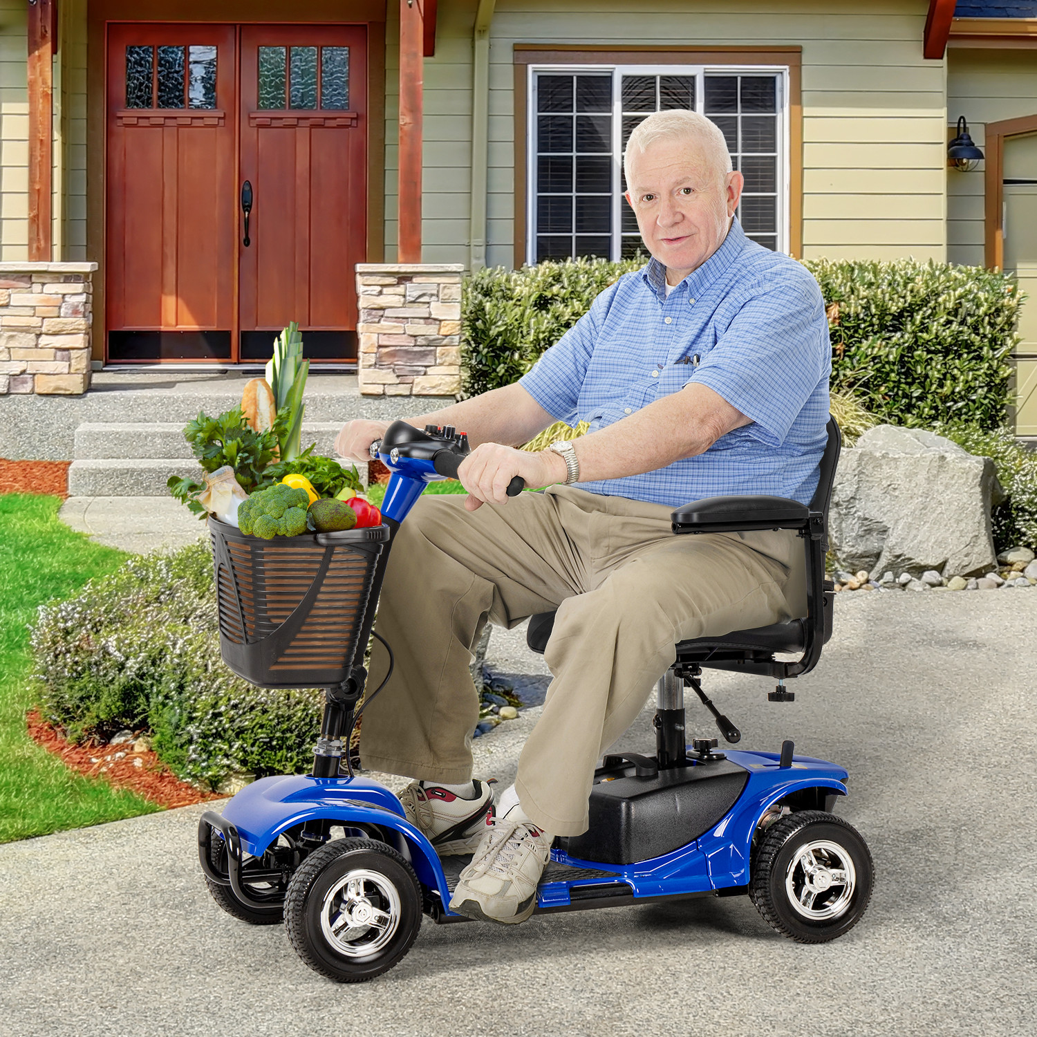 4 Wheels Electric Mobility Scooter Heavy Duty Power Travel Wheel Chair LCD Light