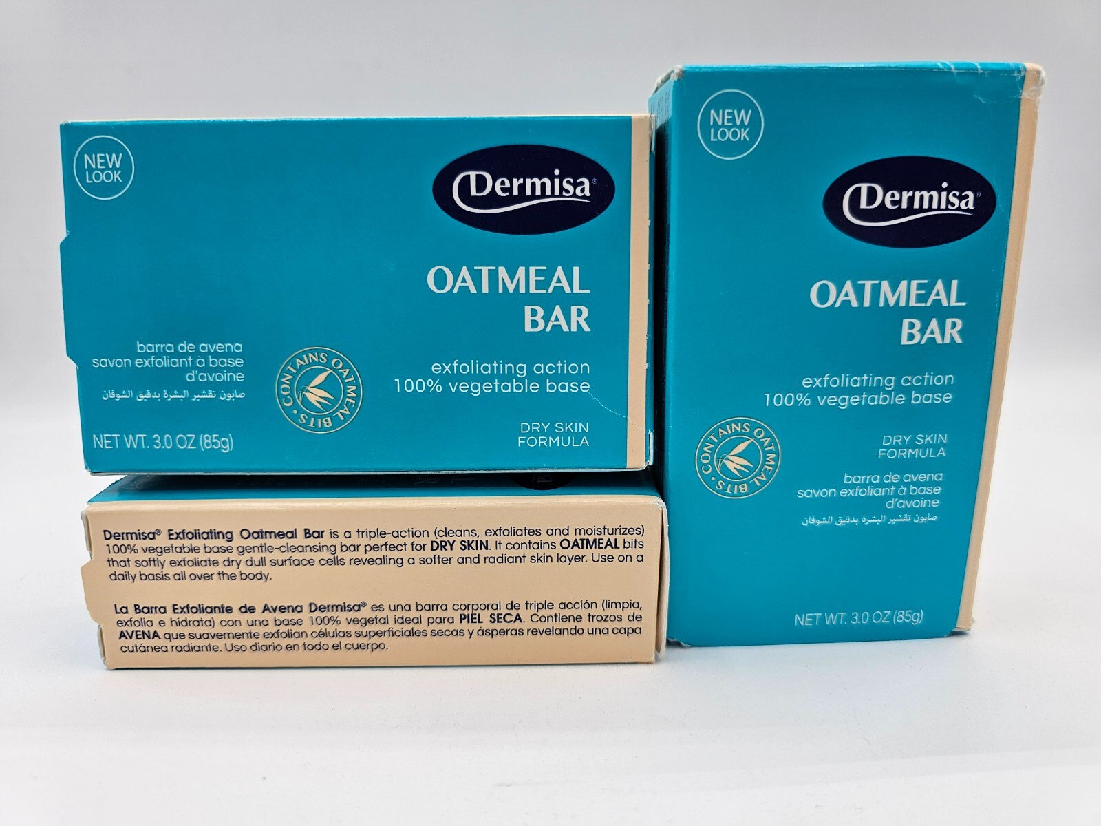 Dermisa Oatmeal Soap. Natural Skin Exfoliating & Moisturizing, 3Oz 3 PACK.