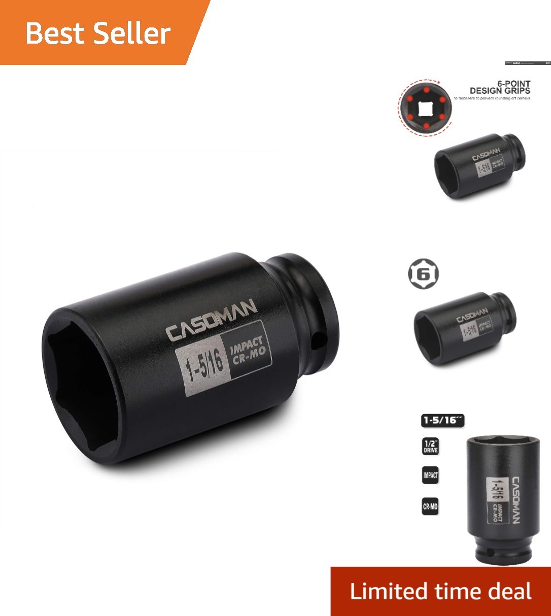 1/2'' Drive 6-Point 1-5/16'' SAE Deep Impact Socket - Durability Meets Precision
