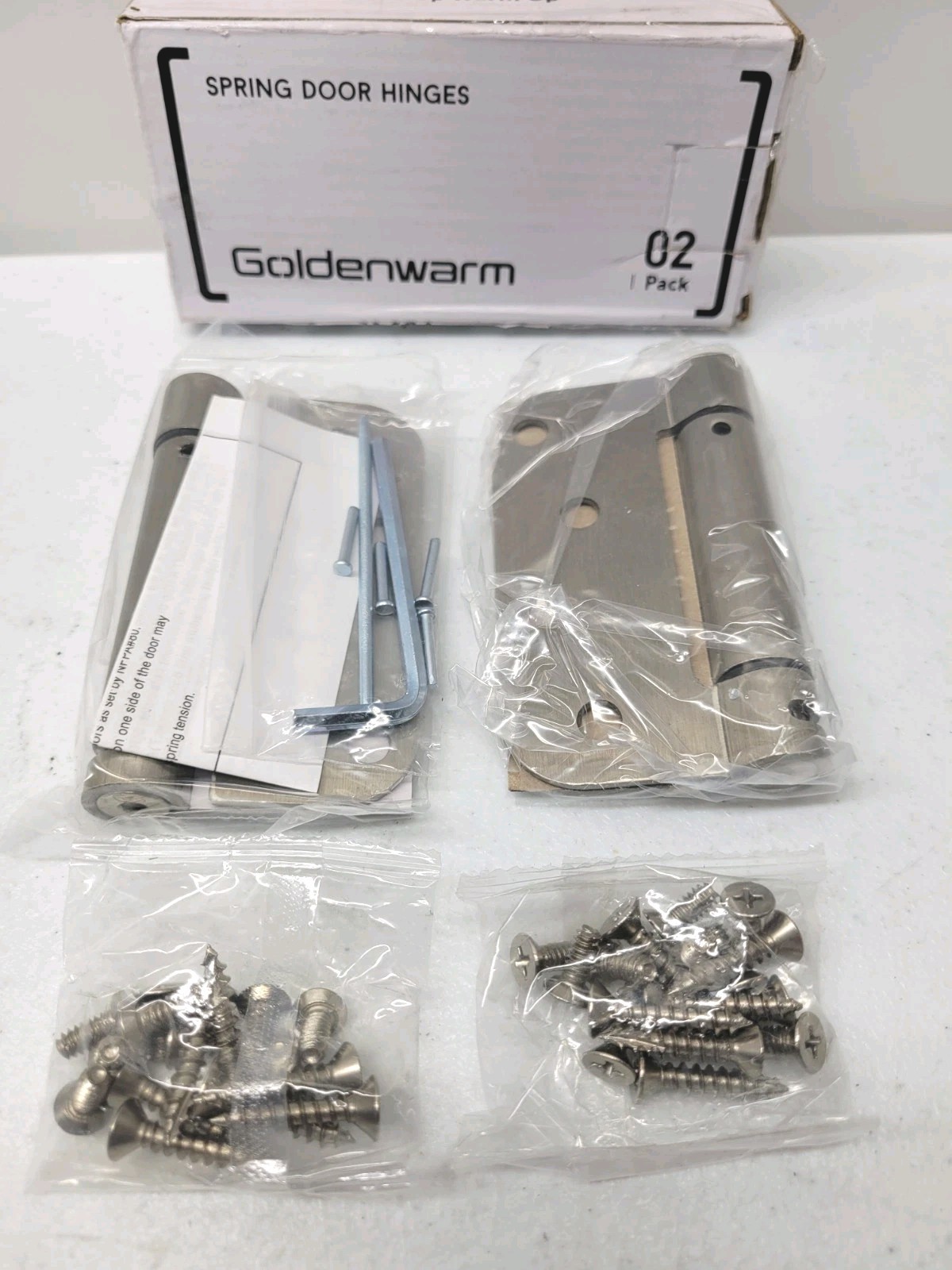 2 Satin Nickel Spring Door Hinges 4" x 4" 5/8" Adjustable NEW