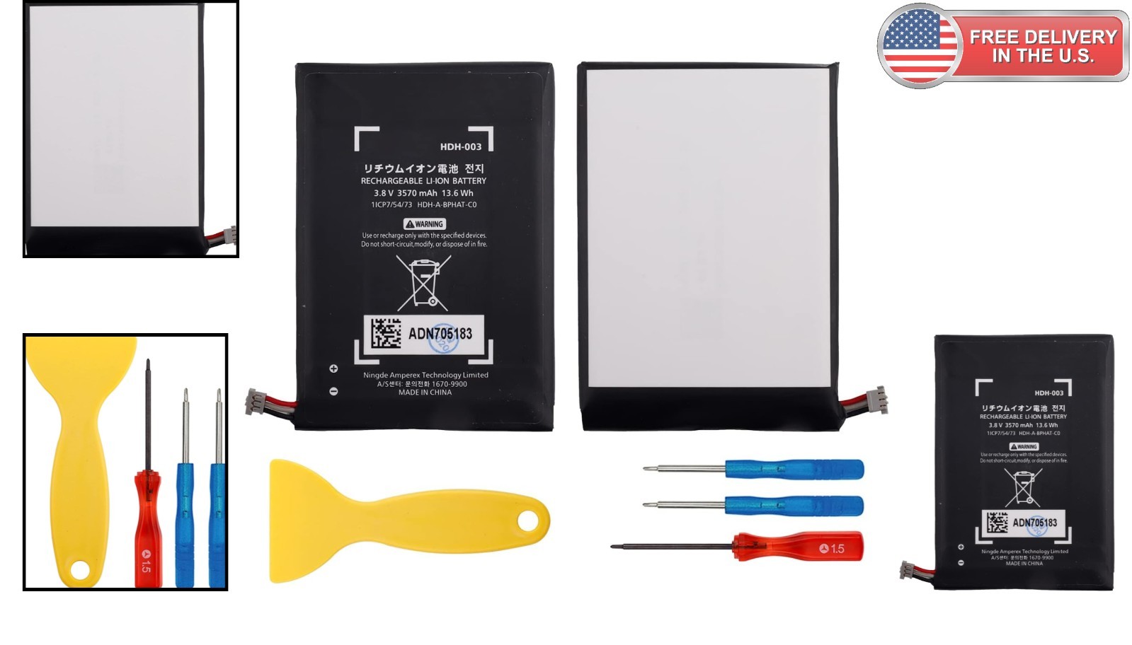 Lithium-Ion Battery Compatible with Switch Lite - 3570mAh, Tools Included